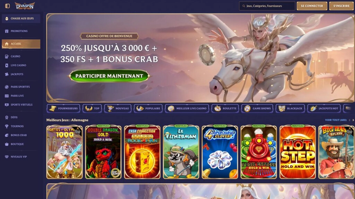 Divaspin: online casino België met Spinoleague en 11.000+ spellen