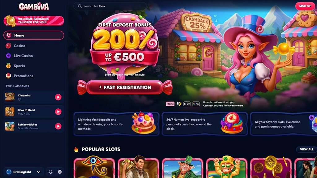 Gambiva: online casino België met laagste wagering van de top 10