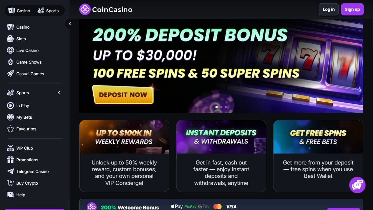 CoinCasino – Online casino België voor crypto storten met instant uitbetaling